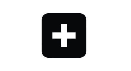 Fototapeta premium A minimalist depiction of a black square with a centered white plus sign inside creating a simple icon high quality professional