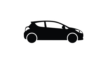 Fototapeta premium A stark black silhouette depicts a modern hatchback car showcasing its streamlined profile and compact design high quality professional detailed elegant