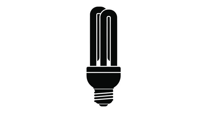 A black silhouette depicts a compact fluorescent lamp commonly known as a cfl against a white background high quality professional detailed