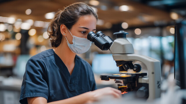 Veterinary surgeon performing microsurgery on small animal using digital microscope and precision instruments, monitoring equipment displaying vital signs, sterile operating theater with assistant p