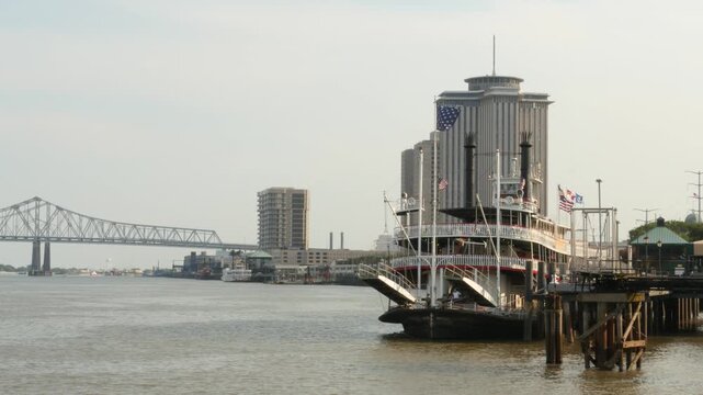 Riverboat near Crescent City Connection, New Orleans, Louisiana
