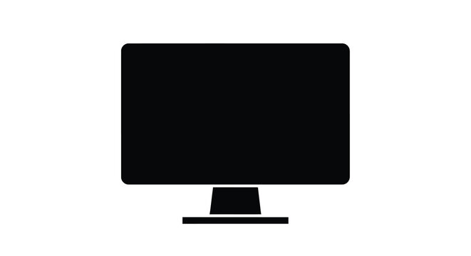 A minimalist depiction of a black computer monitor with a simple stand presented against a white background high quality professional detailed