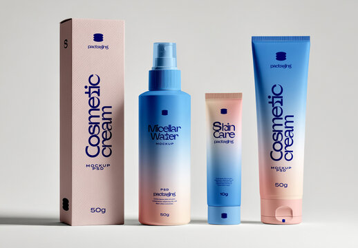 Cosmetic Skincare Product Packaging Mockup Set