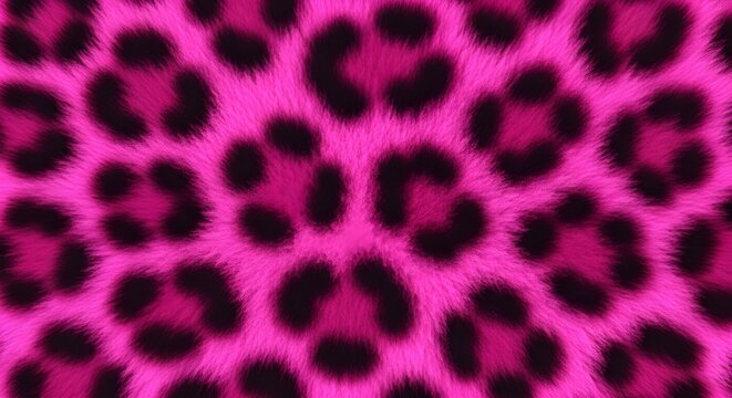 Vibrant pink leopard print fabric, animal fur texture, pink cheetah pattern, fuchsia background