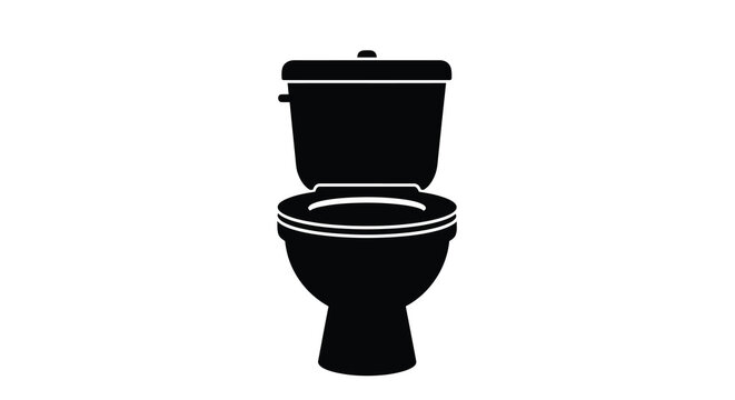 A stark black silhouette depicts a standard toilet showcasing its basic form and functionality in a simple design high quality professional