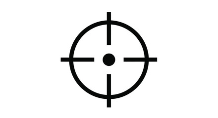 Fototapeta premium A simple black target symbol is displayed against a stark white background featuring a central dot and crosshairs high quality professional