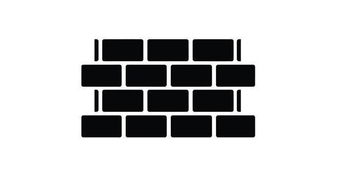A minimalist black and white depiction showcases a brick wall pattern featuring rectangular bricks arranged in staggered rows high quality professional