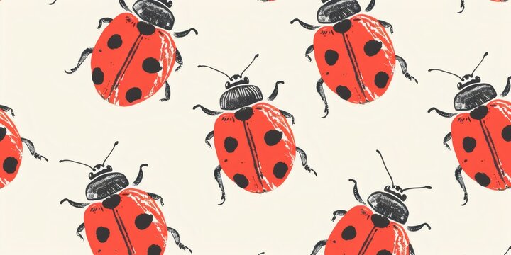 Ladybug pattern drawing for nature design background