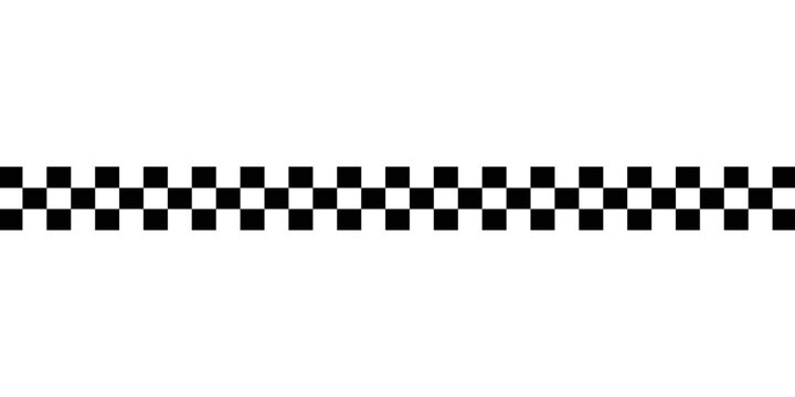 Black and white checkered rectangular frame. Square racing checkerboard pattern. Chessboard geometric pattern. Rally checkerboard pattern. Finish racing frame. Vector illustration on white background