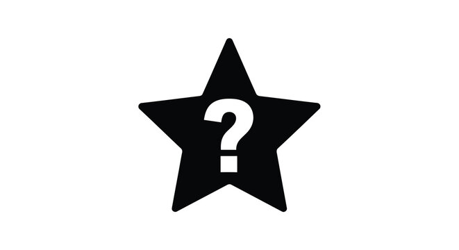 A stark black star shape prominently features a white question mark centered within its points high quality professional detailed modern elegant