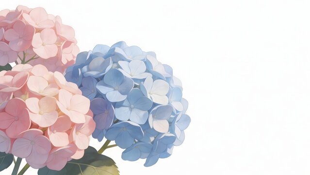 Pink and blue hydrangea flowers