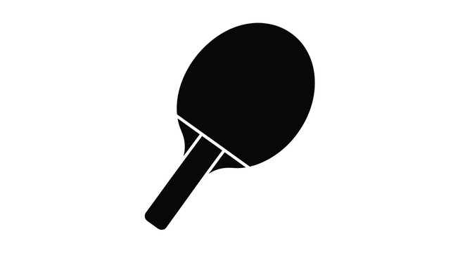 A minimalist depiction of a black ping pong paddle against a stark white background representing the sport high quality professional detailed