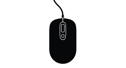 Fototapeta premium A minimalist black and white illustration depicts a computer mouse from a top down perspective on a white background high quality
