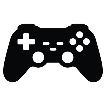 A modern gaming controller design is prominently displayed as a stark black silhouette