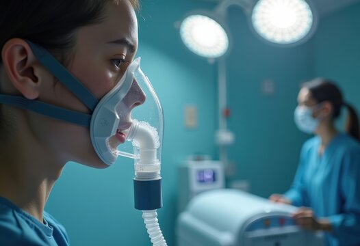 Close-up of Nebulizer Mask Treatment for Respiratory Challenges in Clinical Setting