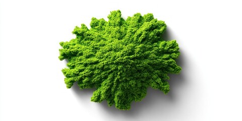 Obraz premium Vibrant green moss texture forming an abstract organic shape on a clean white background