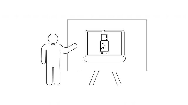 Presentation on Technology - A Simple Line Drawing Illustration.