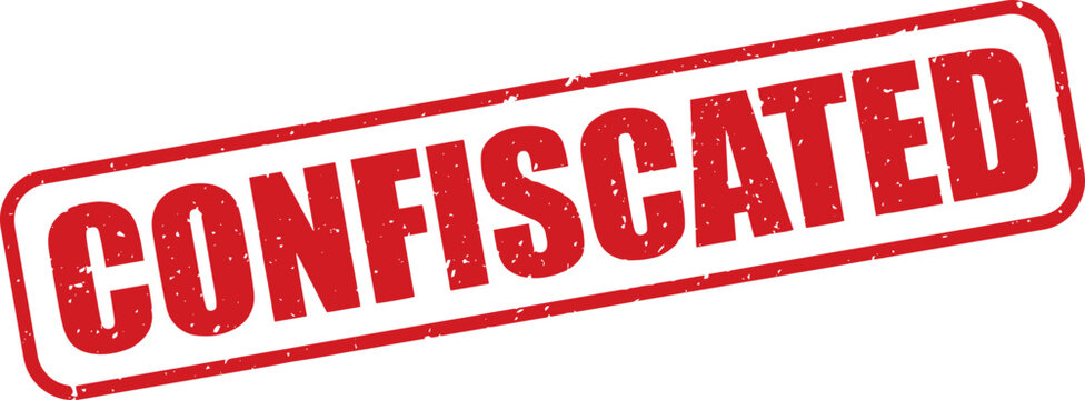 Red Confiscated Rubber Stamp Sign Mark Word Text Written in Grunge Vector in Round Border in Transparent Background, Svg, Png