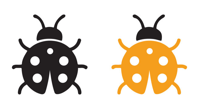 Set of ladybug icons vector illustration isolated on white, Flat style vector design, Garden insect vector set.
