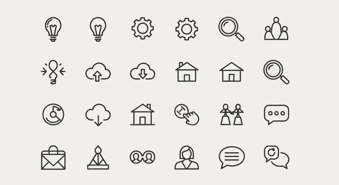 Collection of business communication icons.