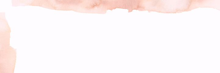 Obraz premium Soft Peach Watercolor Corner Frame – Horizontal Banner Background with Organic Edge