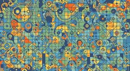 Naklejka premium This vibrant and complex pattern evokes a sense of connection and flow. Ideal for backgrounds, digital art, or representing data visualization and int