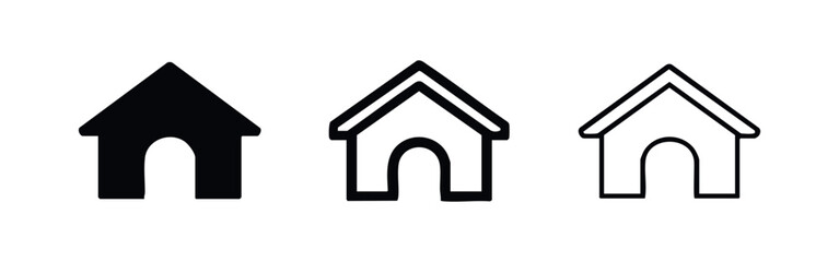 Fototapeta premium Dog House Icon Set - Pet Shelter and Kennel Symbol for Animal Accommodation