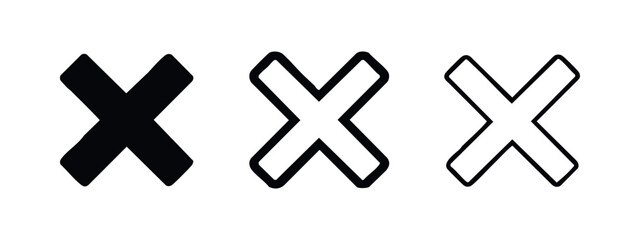 Fototapeta premium X Mark Icons Set. Cross Symbol for Close, Delete, Incorrect, or Reject in Various Styles.