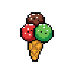 Fototapeta premium Pixel art illustration character ice cream graphic