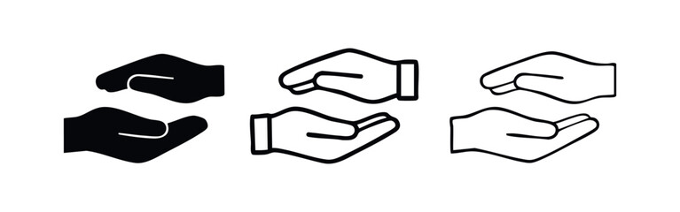 Fototapeta premium Cupped hands icon set for support and care, gesture of holding or offering vector illustration
