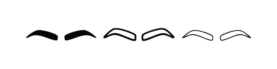 Naklejka premium Hand drawn eyebrows icon set, Doodle style fashion makeup brow symbols.