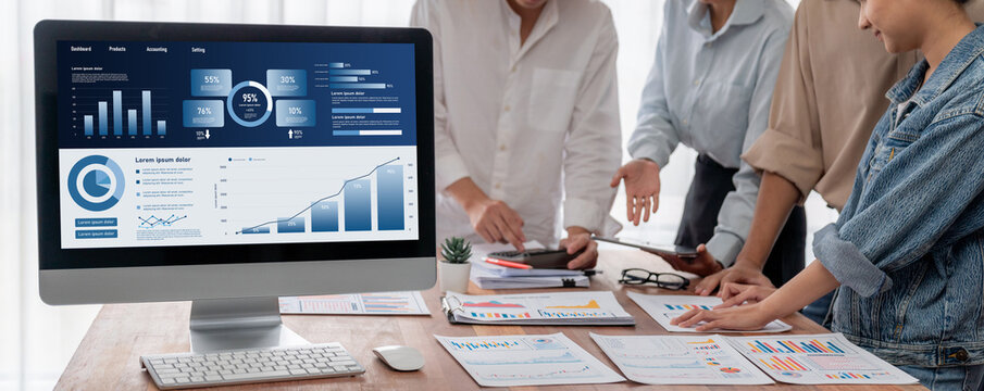 Business data dashboard provide business intelligence analytic for marketing strategy planning brisk with big data set to analyze customer demands and foreseeing business future