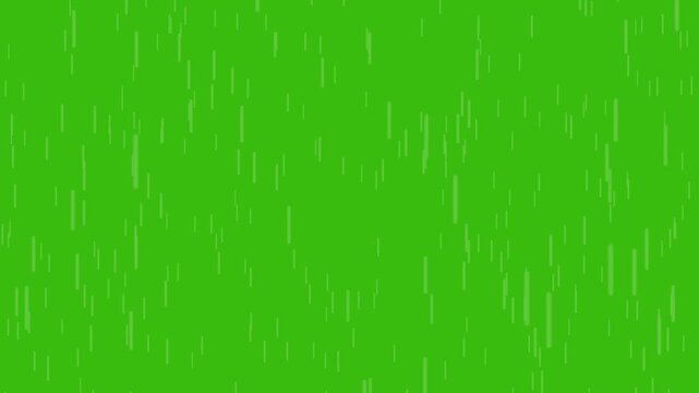 Vertical white digital rain animation on green screen, falling data stream effect for matrix and coding style overlays.