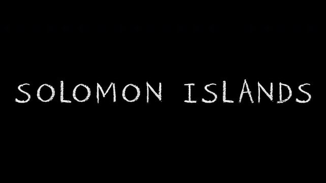 Solomon islands animated writing on black background