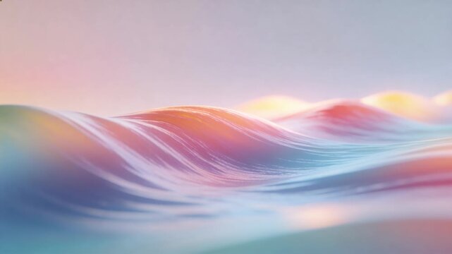 Rolling ocean waves responding to pastel swell, pushing central crest forward and sending ripples