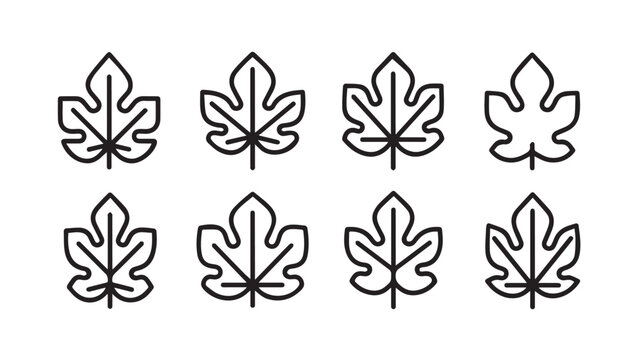 Fig Leaves Outline Collection Various Shapes Simple Icons