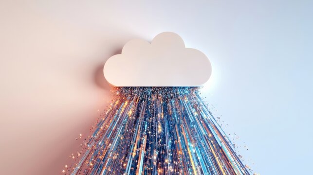 Cloud Upload Concept with Data Streams and Digital Flow