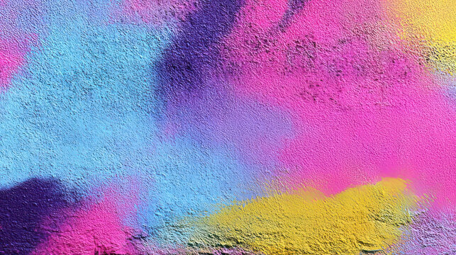 Colorful purple, pink, blue, yellow urban wall texture. Modern pattern for wallpaper design. Creative modern advertising mockups urban city background. Minimal spray painted style poster backdrop
