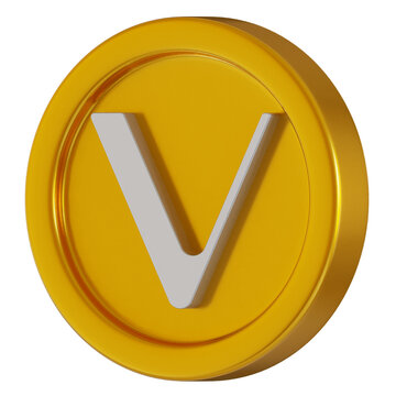 Vechain vet cryptocurrency coin 3d rendering illustration