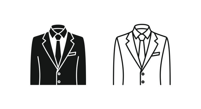 black and white suit jackets with collared shirts and ties Vector