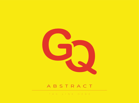 Red GQ logo on yellow background with abstract text