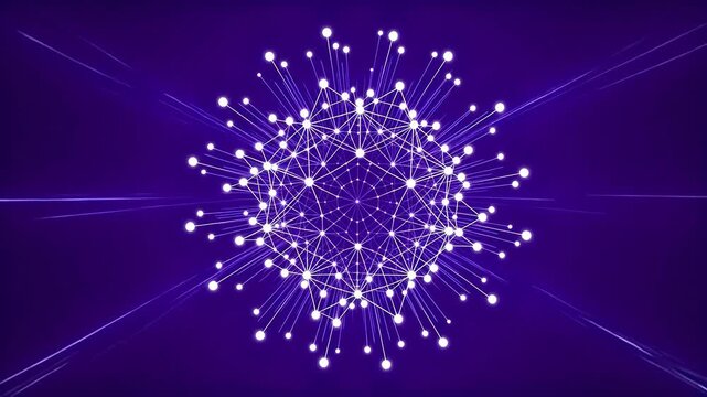 Abstract network structure on purple background