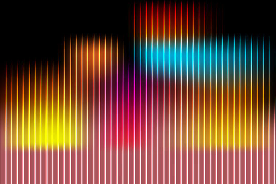 Vibrant multicolored sound wave pattern with gradient effect on black background