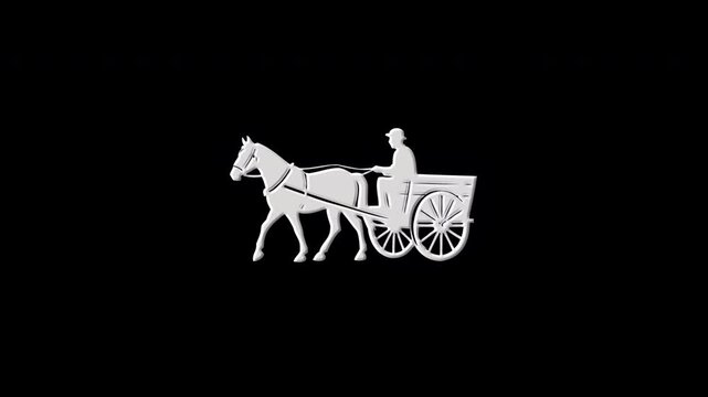 Horse and cart silhouette glowing with energetic particles on black background