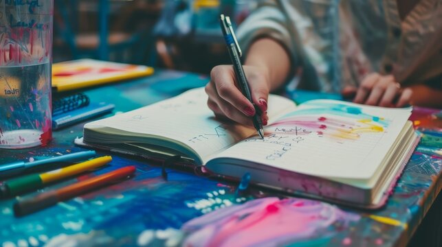 Creative study organization. bullet journals, mind maps, and color-coded notes for productivity