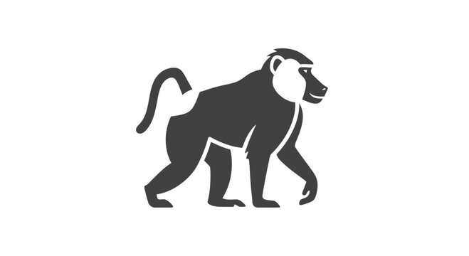 Black and White Monkey Silhouette Illustration.