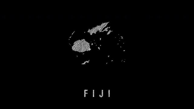 Fiji map drawing on black screen animation