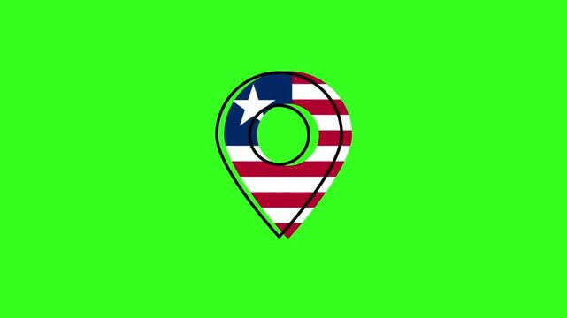 Liberian flag map pin locator for travel and geography