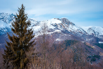 Panorama of the alps surrounding the city of Biella, seen from the named Zegna Panoramic road, in the ski resort of Bielmonte (Piedmont Region, Northern Italy). © stefanopez
