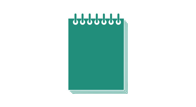 Green Notepad with Spiral Binding Top Edge.